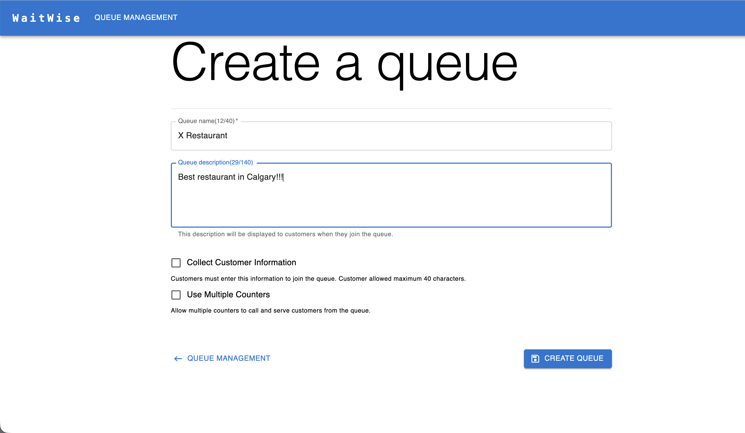 Create a queue