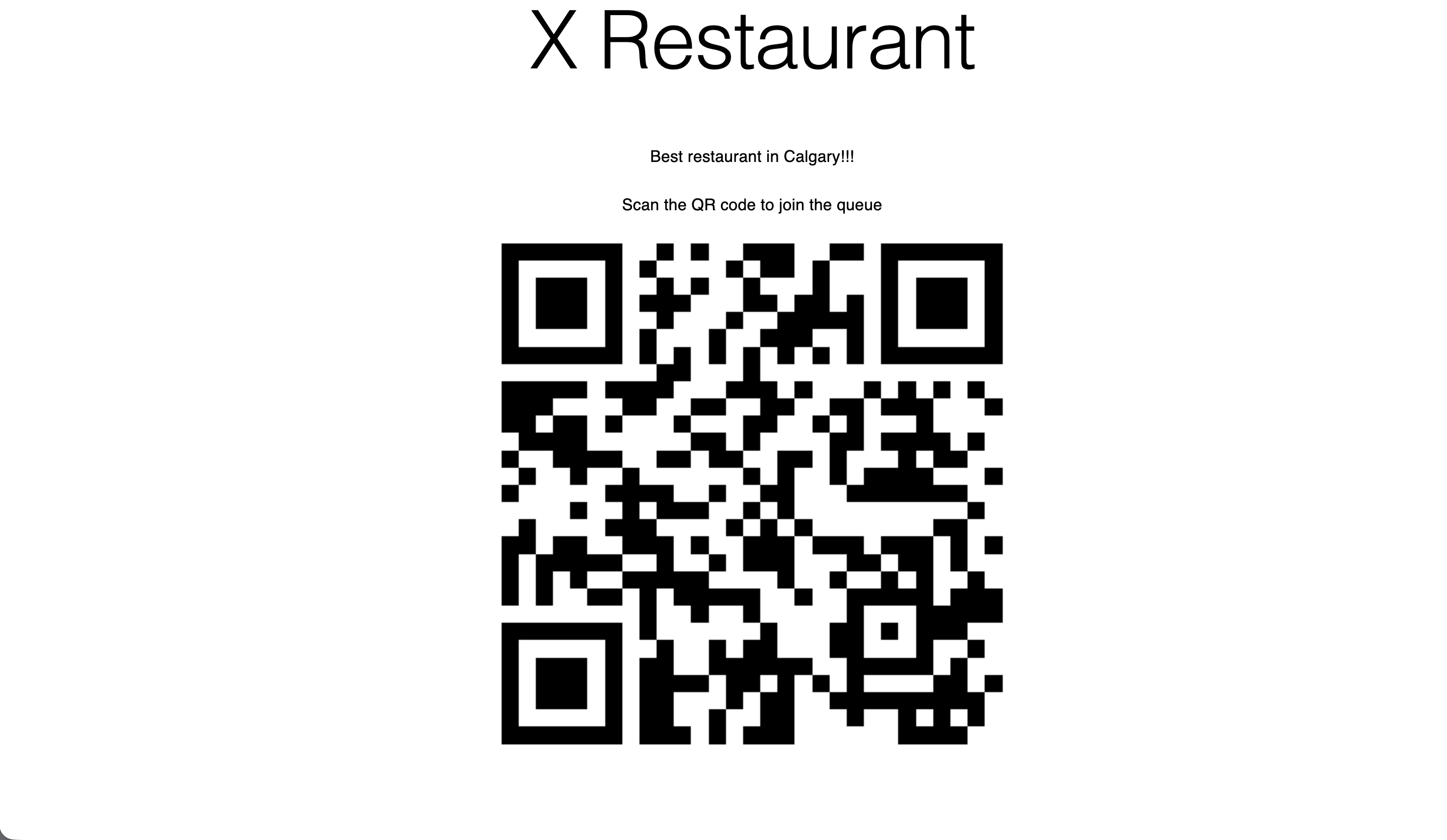 QR code for customer