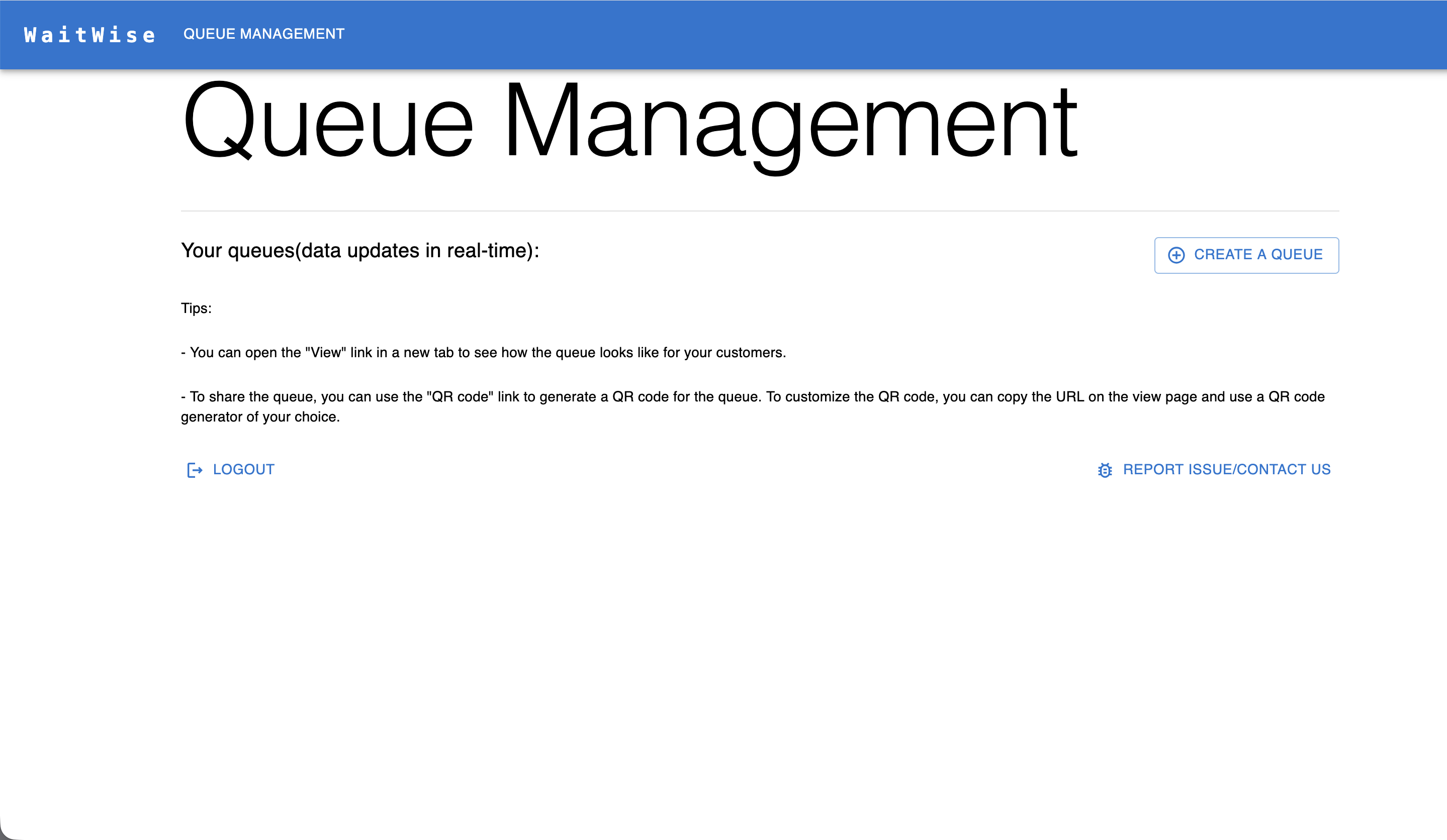 queue manage page