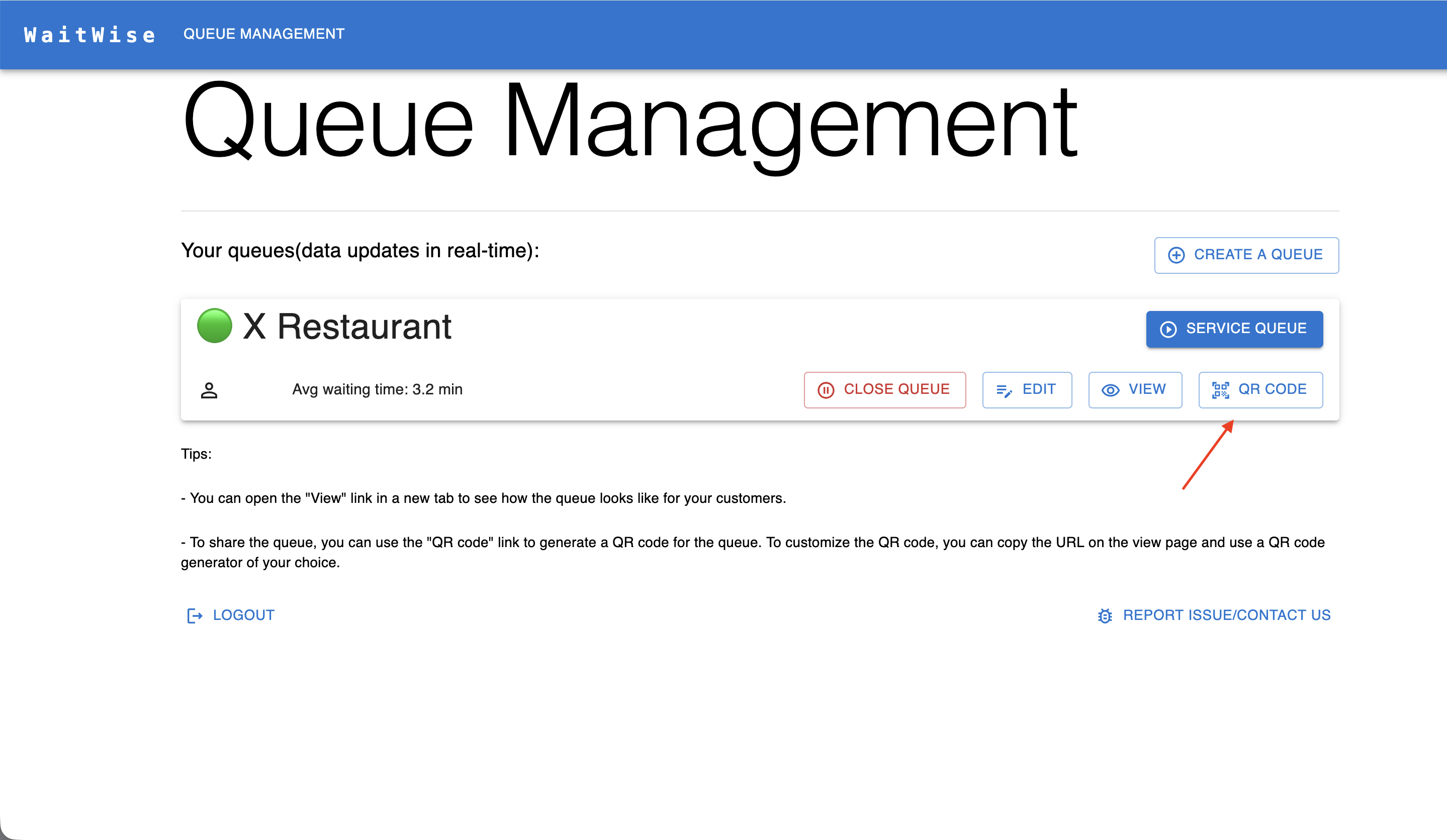 Share QR code with customer